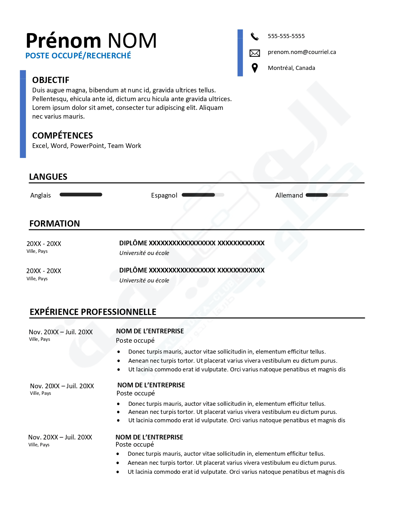 Le CV canadien 2022 au Maroc possède certaines différences avec le CV français Il a tendance à être proche du CV américain (CV)