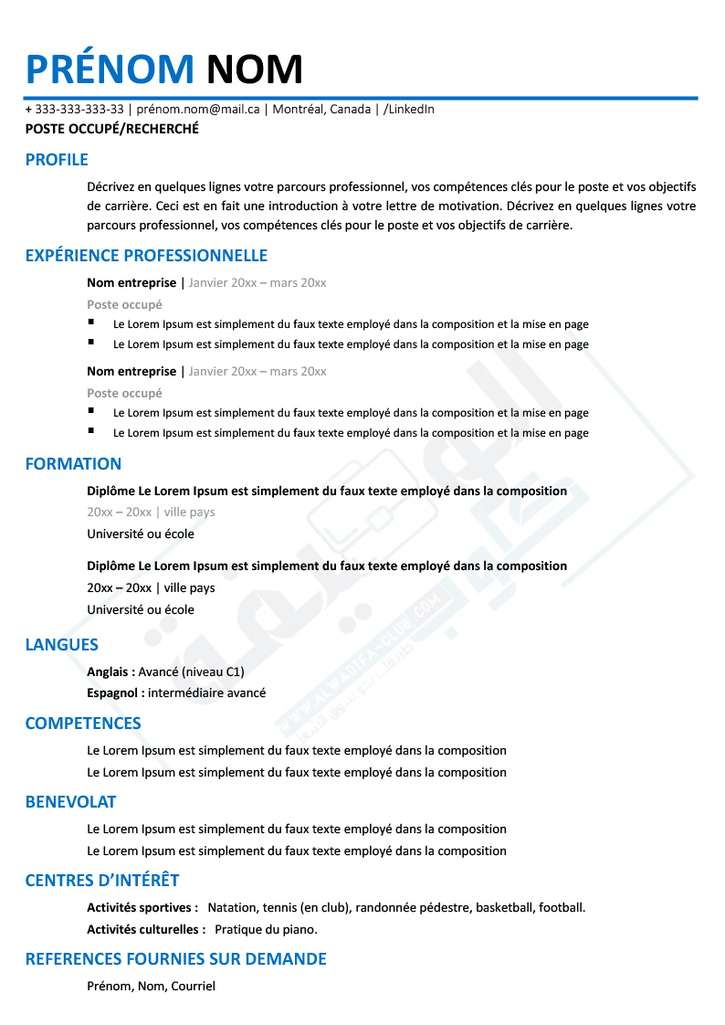 CV Canadien 2022 format Word - PDF