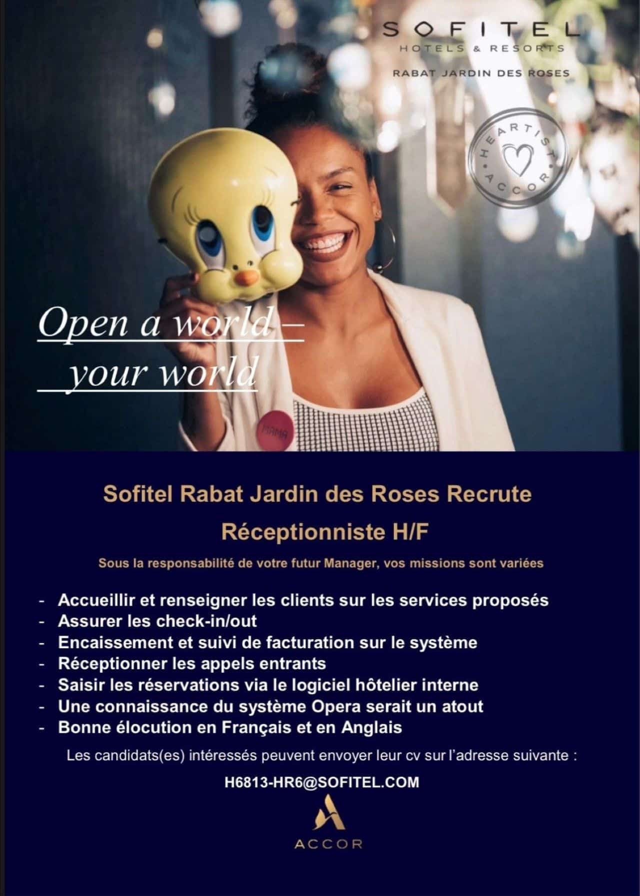 Sofitel Jardin des Roses recrute des Réceptionnistes