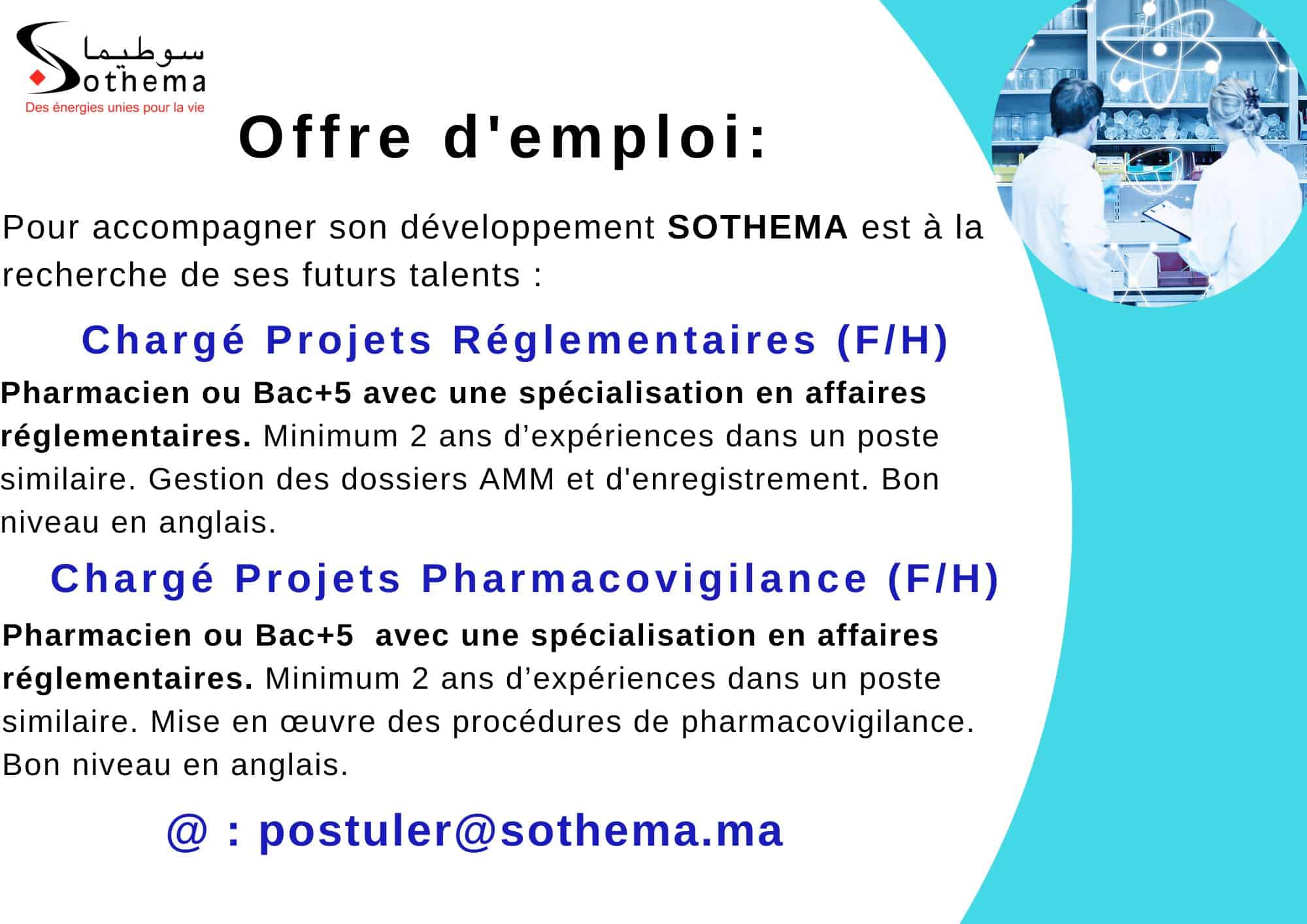 Sothema recrute des Chargés de Projets