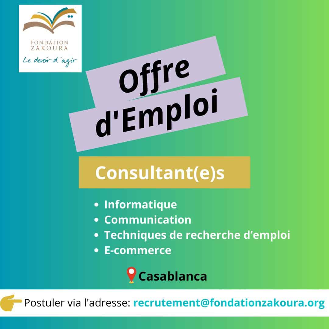 Fondation Zakoura recrute des Consultants