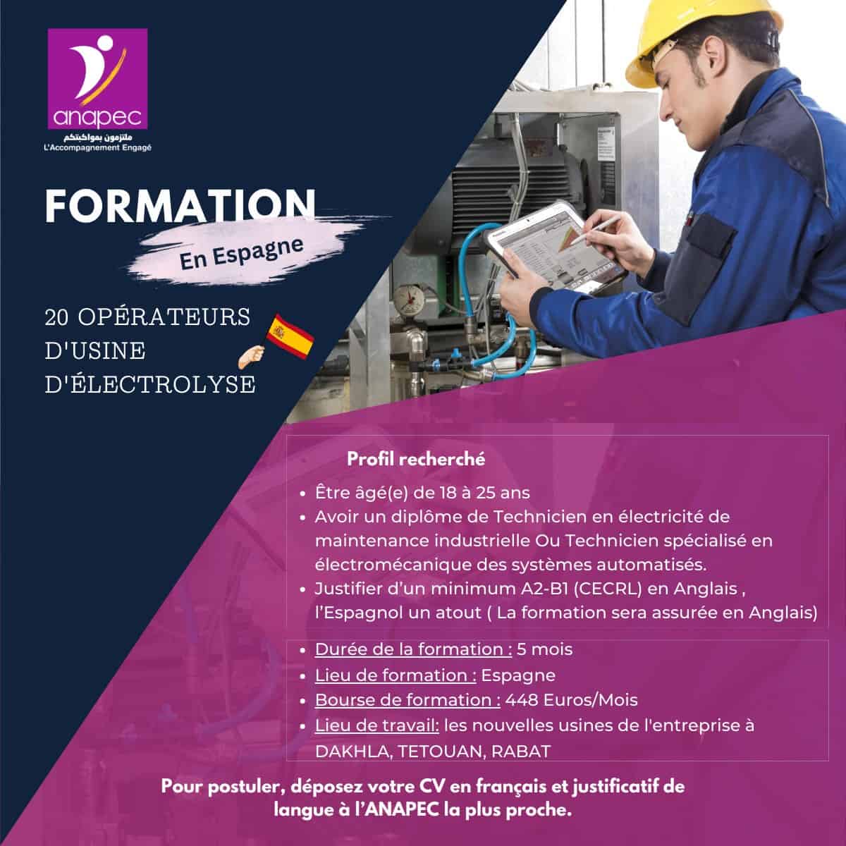 Formation Gratuite Anapec pour Techniciens en Espagne