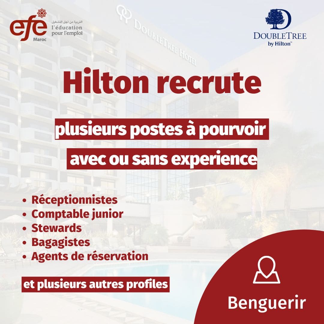 Double Tree by Hilton recrute Plusieurs Profils