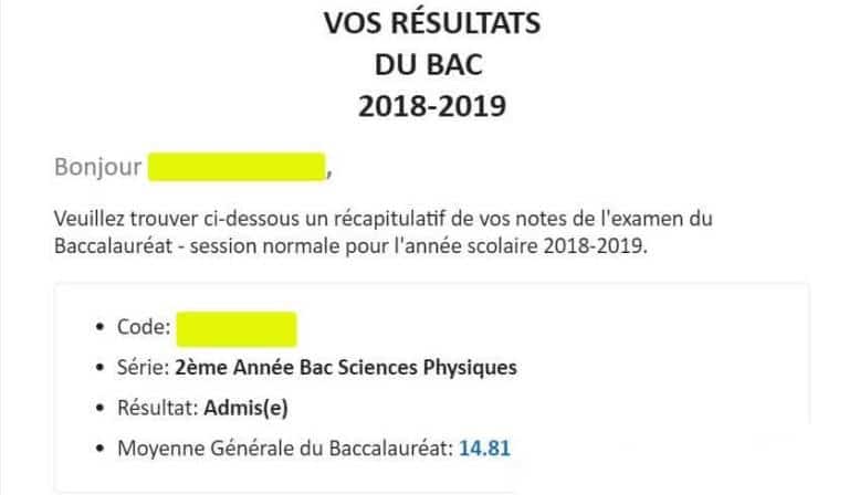 resulat bac