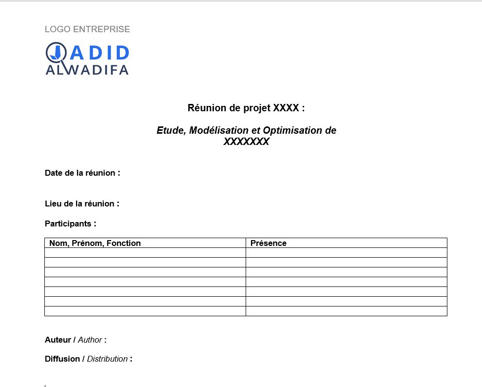 Modèle de compte rendu de réunion Word