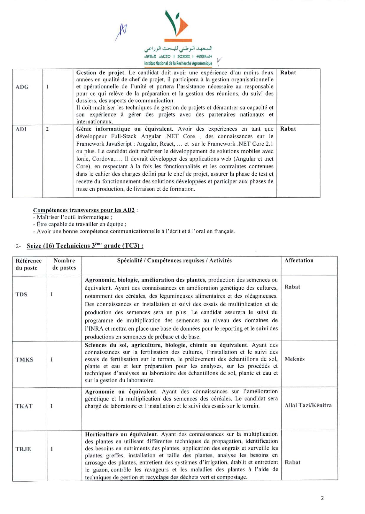 Concours de Recrutement INRA 2025 (22 Postes)